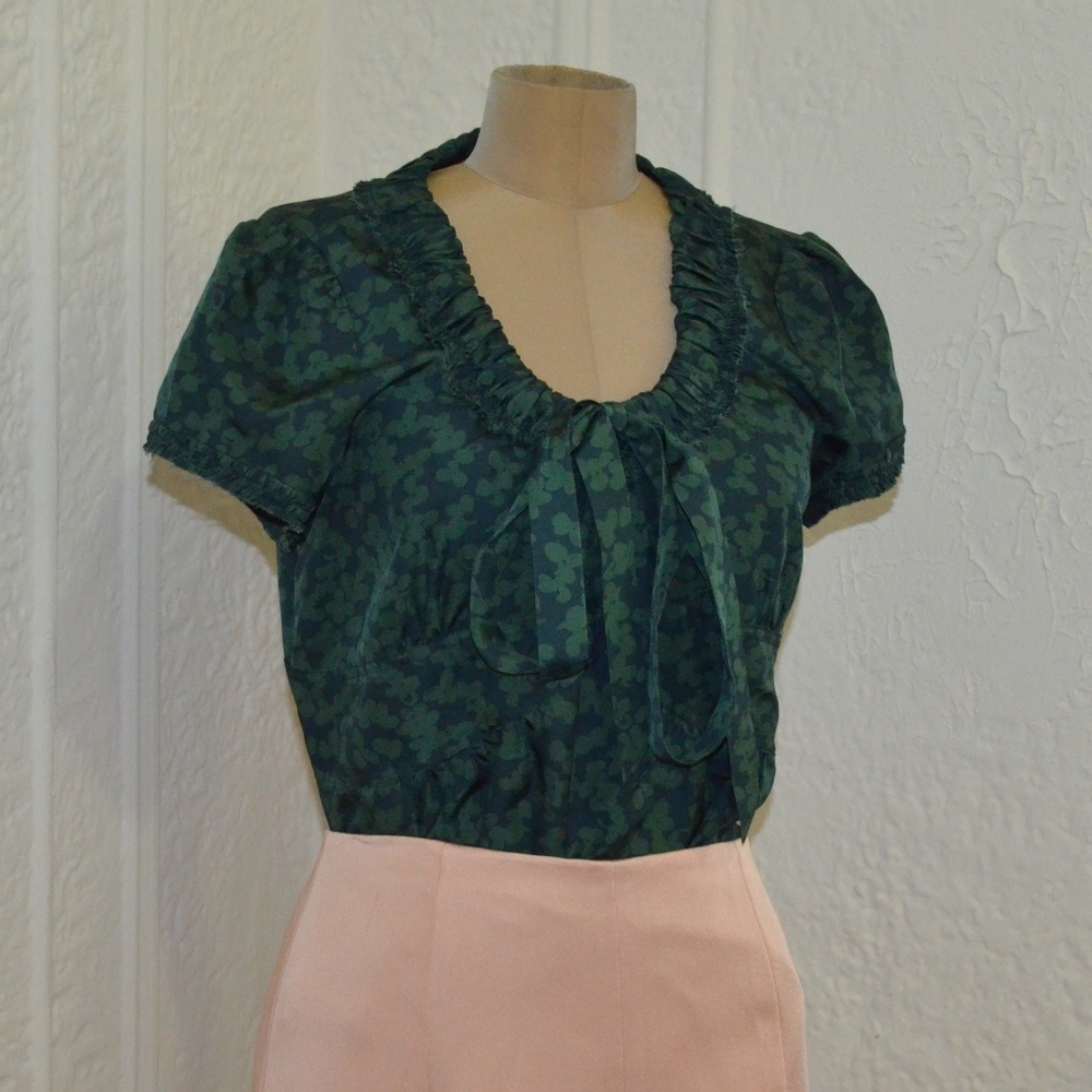 Marc Jacobs Front Tie Floral Short Sleeve Blouse